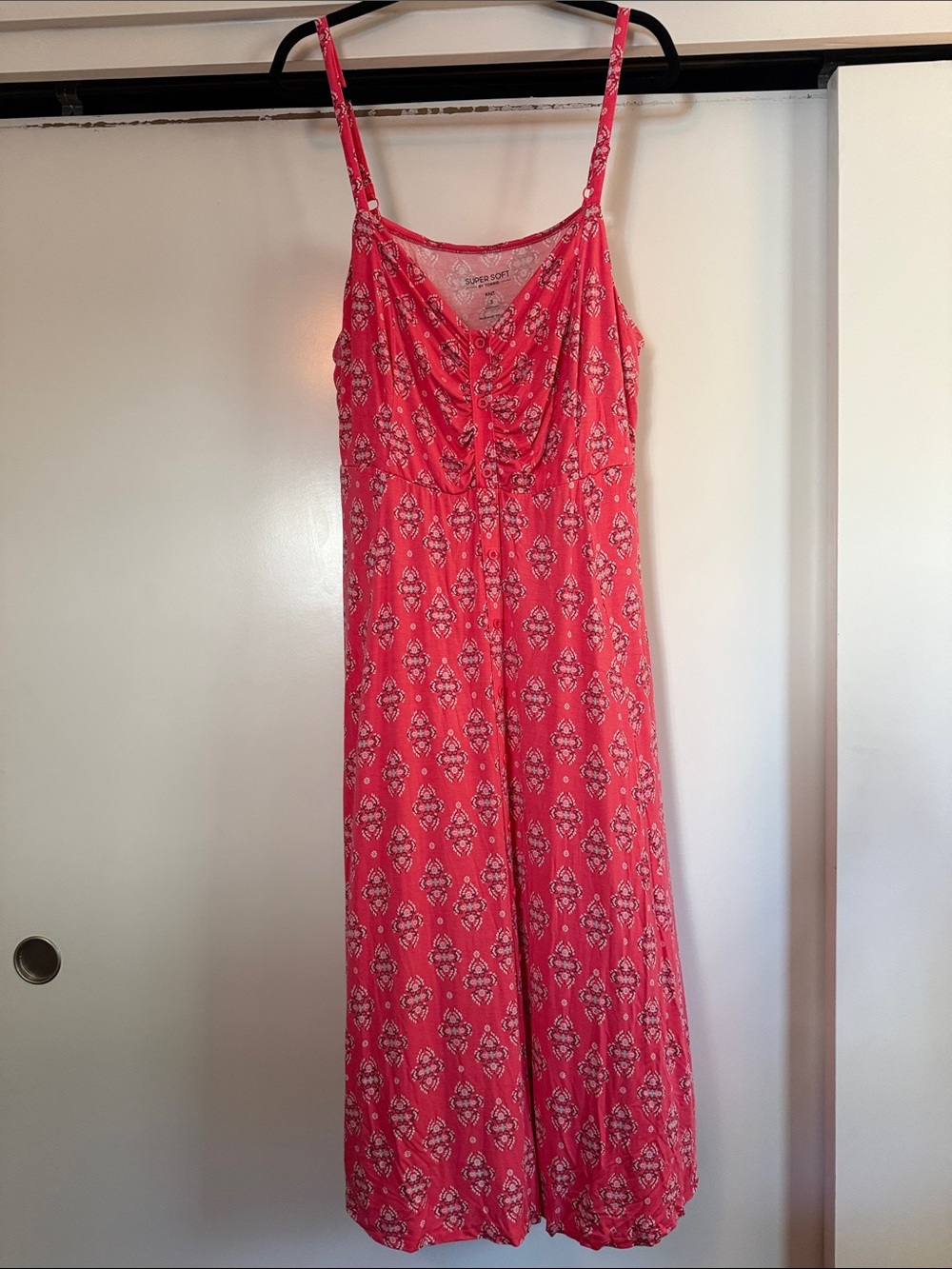 Torrid Coral Printed Midi Sundress with Spaghetti Straps